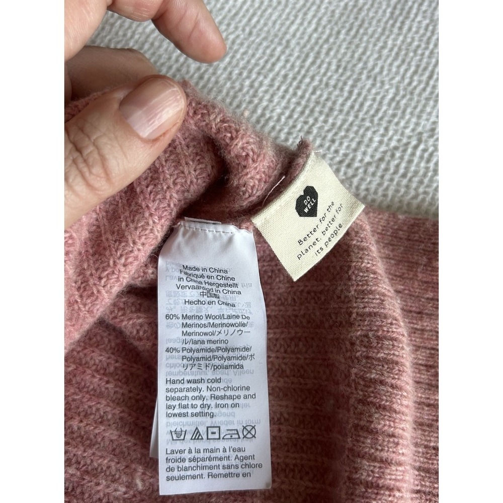 Madewell Button-Front Merino Wool Blend Sweater Pink Ribbed Knit Top Size Small - Picture 5 of 5